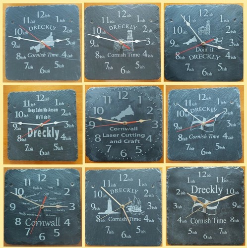 Dreckly slate clock etched - dreckly,