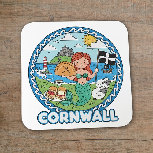 Cornwall drink coaster cornish - coaster,